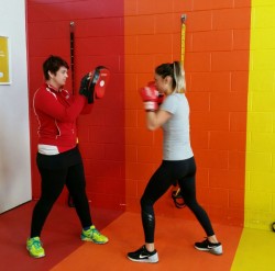 Trainer Lauren Dickenson boxing